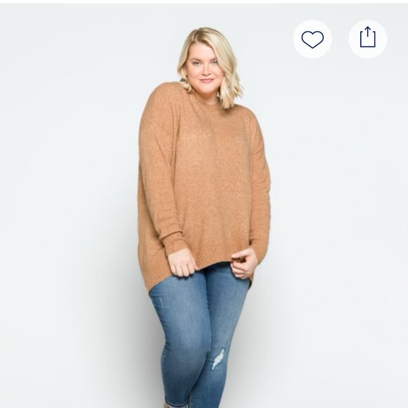 Universal Standard Tadgh Hi Lo Pullover Sweater -- tan -- 1X - Picture 1 of 10